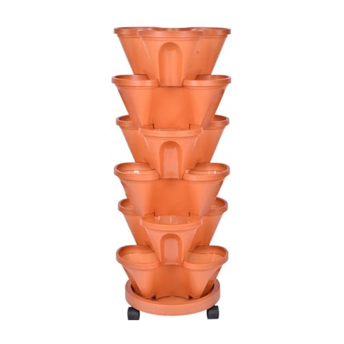 Genérico Maceteros Verticales De Plástico De Seis Niveles Soporte Apilable para Macetas de Fresas Torre Vertical de Fresas de Varios Niveles para Patio Cama Elevada,007