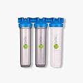 NuvoH2O Advanced 3-Stage Citrus-Based, Salt-Free Water Filter System + Water Softener with Iron and Sediment Filtration – Healthy & Pure Water – Removes Scale (Whole Home Trio System)