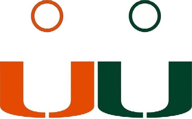 Miami Hurricanes Cornhole Decal Set - 6 Cornhole Decals - Free Window Decal