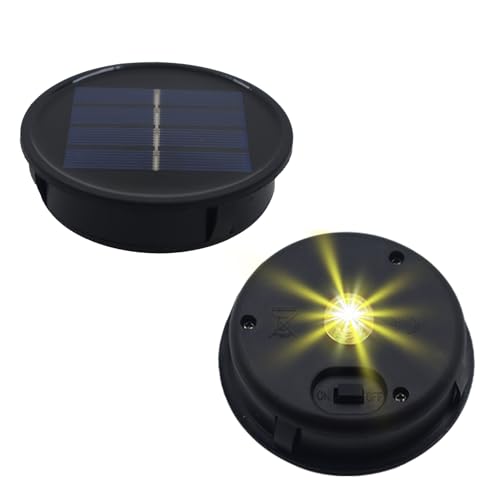 Twirleternity Solar Light Replacement Top(Top Size 2.76 inches, Bottom Size 2.36 inches), Warm LED Light Waterproof Replacement Solar Light Parts for Outdoor DIY Lanterns-2PCS