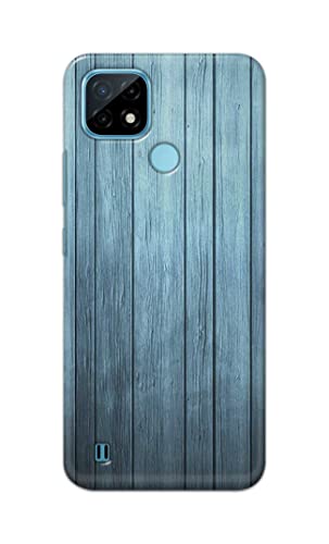 Image of Printed Hard Back Cover Case for Realme C21 Back Cover (Wooden Blue) -1302