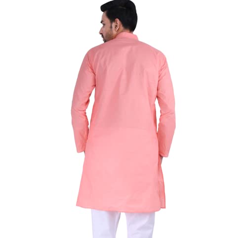 Image of Sadree Men's Cotton Long Solid Color Plain Knee Length Mandrin Collor Full Sleeve Ethnic Kurta Only