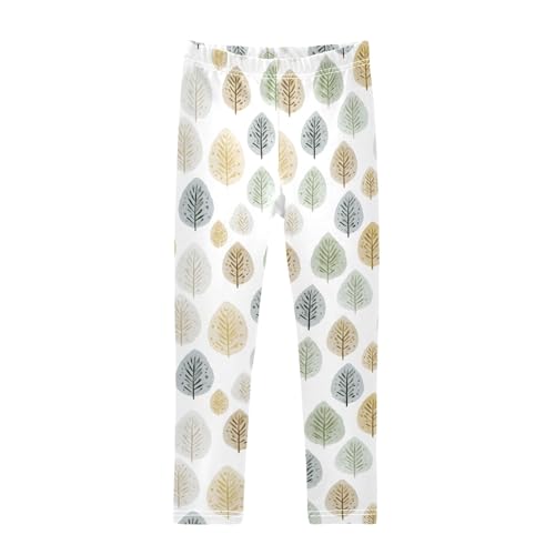 Girls' Athletic Leggings Ankle Length Yoga Dance Pants Kids Teen 4T Leaf