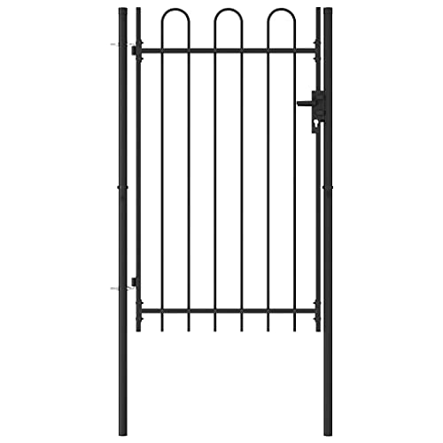 vidaXL vidaXL Fence Gate Single Door with Arched Top Steel 39.4