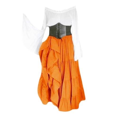 Robe longue médiévale à lacets ajustables et manches courtes de bal