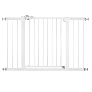 BABELIO-Metal-Baby-Gate-Dog-Gate-29-48-Inch-Extra-Wide-Pet-Gate-for-Stairs-Doorways-Pressure-Mounted-Walk-Thru-Child-Gate-with-Door-NO-Need-Tools-NO-Drilling-with-Wall-Cups Pet Gate for Stairs and Doorways