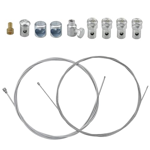 VYIBPDY 2 pezzi 2M Cavo Frizione Universale con 9 Pezzi Parti - cavo frizione moto - cavo acceleratore moto - Kit di Riparazione del Cavo Dell'acceleratore,Cavo Universale per Moto
