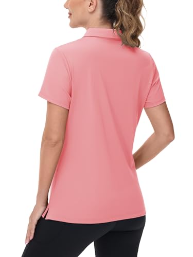 Image of TACVASEN Women's V-Neck Polo Shirts UPF 50+ Short Sleeve Sun Protection Quick Dry Golf Polos Collared Shirt
