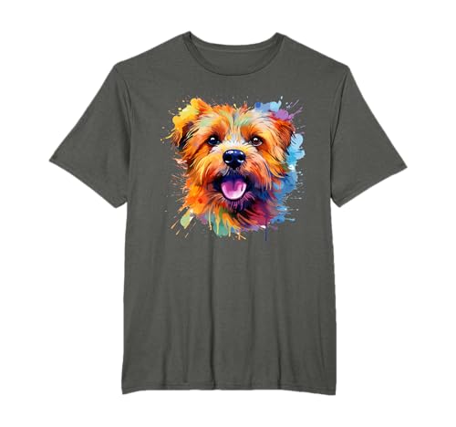 Norfolk Terrier Portrait | Portrait Colour Artwork T-Shirt