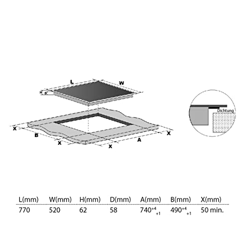 Autarkes Herdset: 60cm Einbaubackofen EB8313ED + 77cm Induktionskochfeld IND7705FZ / Pizzafunktion/Grill/Umluft/Heißluft… – Bild 7