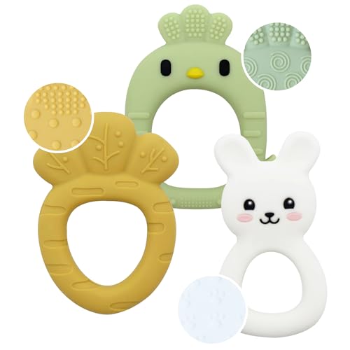 Image of Ay-Bear Teethers for Babies 3-6 Months-Food Grade Silicone Teething Toys for Infants - Soft, Baby Teething Relief - Teething Toys for Babies 0-6 Months BPA Free-6-12 Months