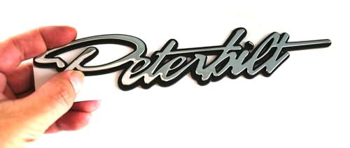 1pc New Custom Logo Name Emblem Plate Replacement for Peterbilt Side Front of Hood Accessory Grille (Chrome)