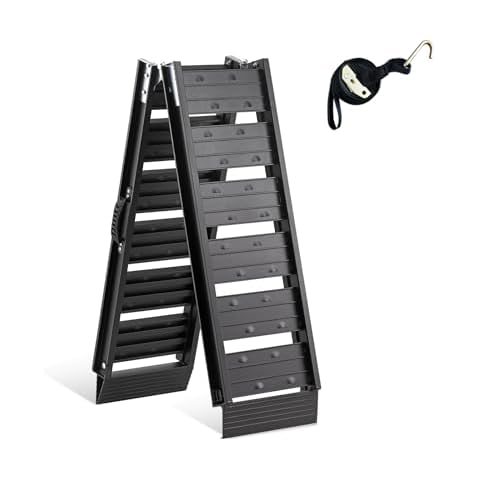 gardhom Bike Ramp, 440 LBS Capacity Aluminum Motorcycle Ramps for Pickup Trucks Dirt Bike Ramp Loading Ramp for Car Tailgat, Lawn Mower, Snow Blower, Black, 1PC Cover
