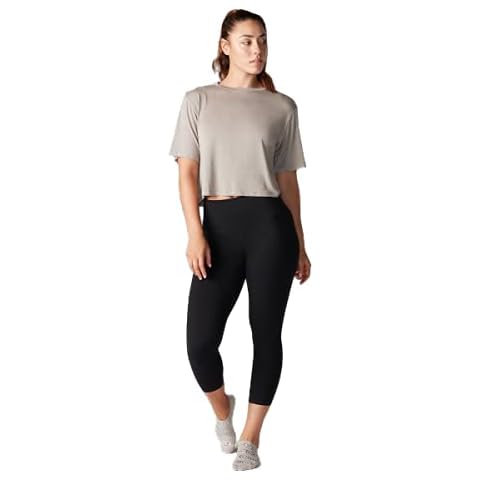 Tavi Women’s Crop Tee | Quick Drying & Soft | Studio-to-Street | Workout Crop Top for Barre, Yoga, Pilates & Everyday Wear, Flax, XS Cover