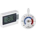 TFA Dostmann Digitales Thermometer, 30.2017.02, weiß, L 54 x B 16 (30) x H 39 mm & Analoges Kühlthermometer, klein, handlich, zur Kontrolle von Kühl- und Gefrierschrank, L 72 x B 21 x H 95 mm