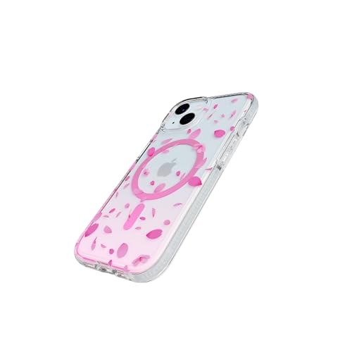 Image of Tech21 FlexQuartz Phone case for iPhone 17e, iPhone 15 - Compatible with MagSafe - 15x Military Standard Protection - Cherry Blossom Design