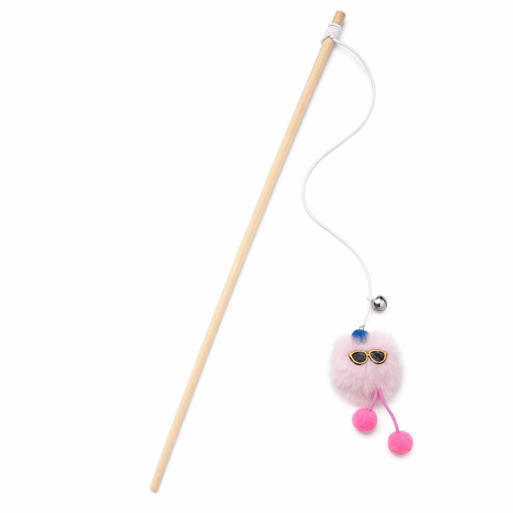 Pink Pom Pom Teaser Wand for Cats | Springy String Cat Toy with Fluffy Pom-Pom & Jingle Bell | Interactive Teaser for Kittens & All Cat Breeds | Chew-Tested, Safe & Non-Toxic-image-19