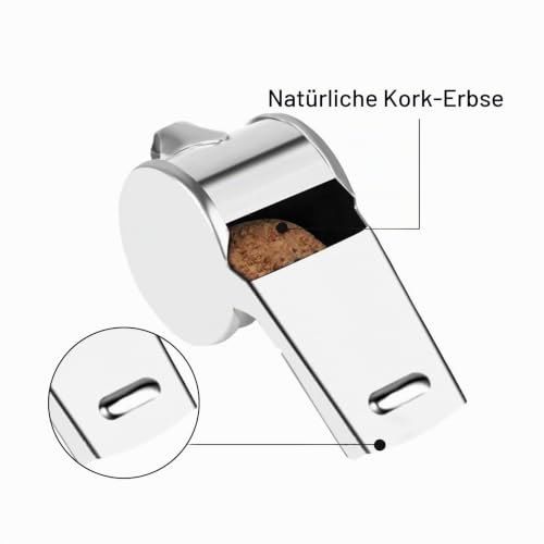 Jaimela Edelstahl Trillerpfeife, Whistle mit Abnehmbare Schnalle Schlüsselband, Knackige Klangpfeifen für Trainer, Schiedsrichter (1 Stück)