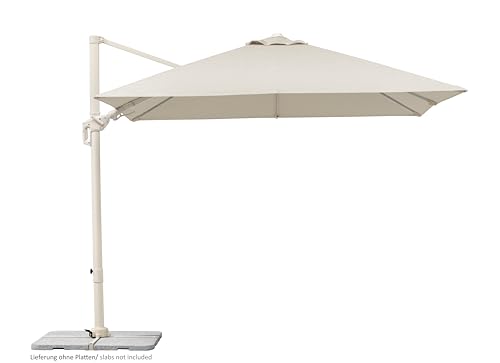 Schneider, Ampelschirm Rhodos Twist Comfy, natur, 300 x 300 cm, Alu-Stahl Gestell, Bespannung 100% Polyester