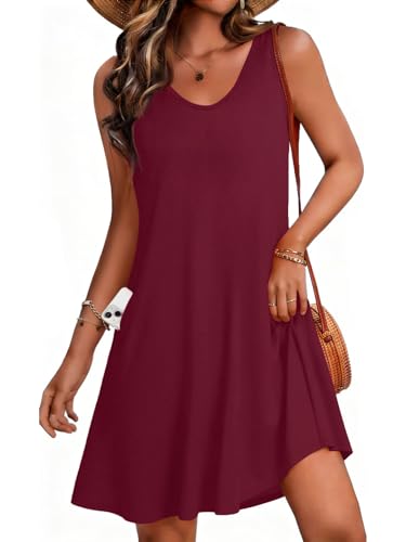 Image of CHICGAL Womens Summer Dresses Casual Sleeveless Loose T Shirt V Neck Sundress Swing Beach Cover Up with Pockets 2026