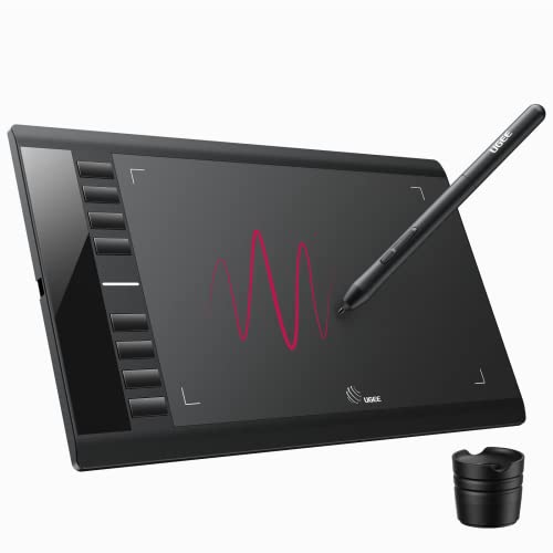 UGEE Zeichentablett für PC M708, 10 Zoll Grafiktablett ohne Display, 266RPS OSU Stifttablett, Zeichenpad mit Stift (Win/Mac/Chrome OS/Linux)