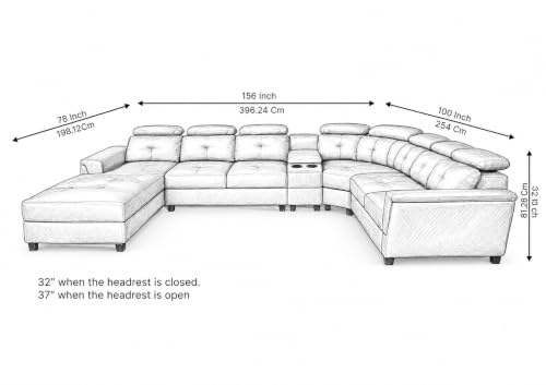 Image of Mishel 12 Seater Sofa Set for Living Room | Sectional U Shaped 12 Seater Sofa with Storage & Cupholder (Blue Fabric, LHS)