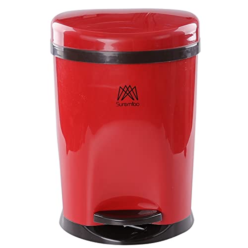 Caneca de basura redonda de 10 L con pedal roja