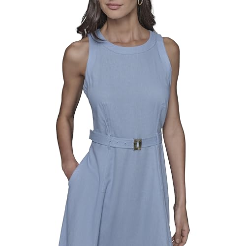 KARL LAGERFELD Women's Light Scoop Neck Sleeveless Midi Dress2