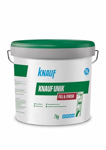 KNAUF - Pasta de Juntas y Acabados Fill & Finish Color Blanco 7 kg - Para Paredes y Techos - Cremosa y Flexible - Fácil Lijado - Acabado Liso y Fino - Lista para Usar - Gran Adherencia