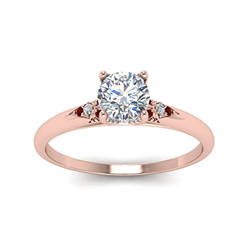 Image of Choose Your Gemstone Petite Dome Engagement Ring Rose Gold Plated Round Shape Petite Engagement Rings Everyday Jewelry Wedding Jewelry Handmade Gifts for Wife US Size 4 to 12