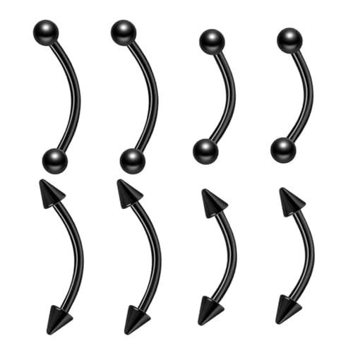 WeddHuis Lot de 4 Piercing Nez Sourcil Lèvre Oreille Tragus Balles & Pointe, Piercing Arcade Homme Femme, Acier Chirurgical, Court