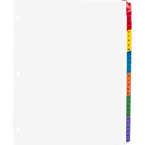 31-Tab Dividers for a 3 Ring Binders 1-31 Table of Contents Page with Customizable Multicolor Table of Content Index Divider, Tear-Resistant - Image 2