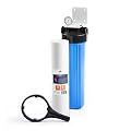 Aquaboon Whole House Water Filter System for Well Water with Pressure Release & Gauge Filtration System with 20x4.5 Sediment Filter, Wrench, Bracket