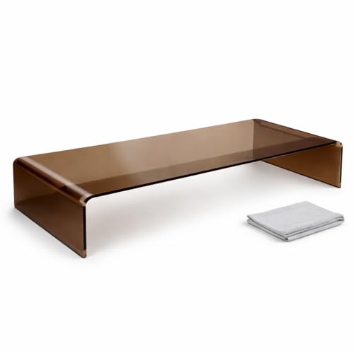 semper plastic Supporto per monitor in vetro acrilico, marrone fumo, produzione tedesca, supporto per schermo di alta qualità, realizzato a mano tedesca