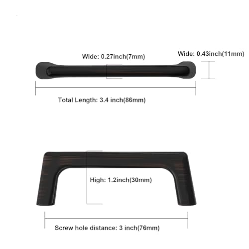 Image of Asidrama 10 Pack 3 Inch(76mm) Oil Rubbed Bronze Cabinet Pulls Cabinet Handles Cupboard Handles Kitchen Cabinet Hardware for Cupboard Drawer Pulls