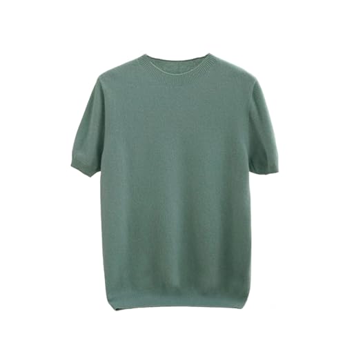 Men's Pure Wool Sweater Loose Knit Pullover Round Neck Casual Short Sleeves Minimalist Top