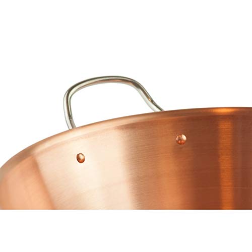 Olla de cobre para mermelada de 38 cm de diámetro, asas de acero inoxidable, olla de cobre lisa para cocinar mermelada (L | 9 litros)