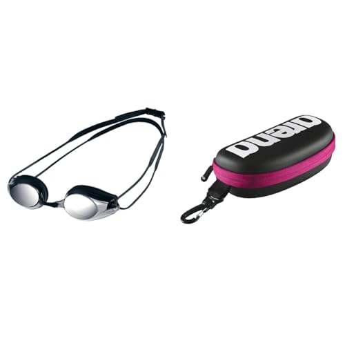 ARENA Tracks Mirror Anti-Fog Wettkampf Schwimmbrille Unisex für Erwachsene & Swim Brillenetui, Brillenetui Hardcase, Brillenetui Hartschale, Schwarz