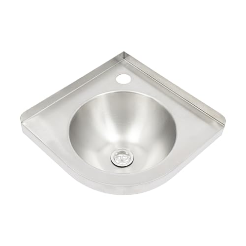 12'x 12' Corner Basin Sink, Compact Wall Mount Utility Sink, Wall-Mounted Stainless Steel Sink for Rv, Campervans, Yachts, Kitchens, Balconies, Bathrooms