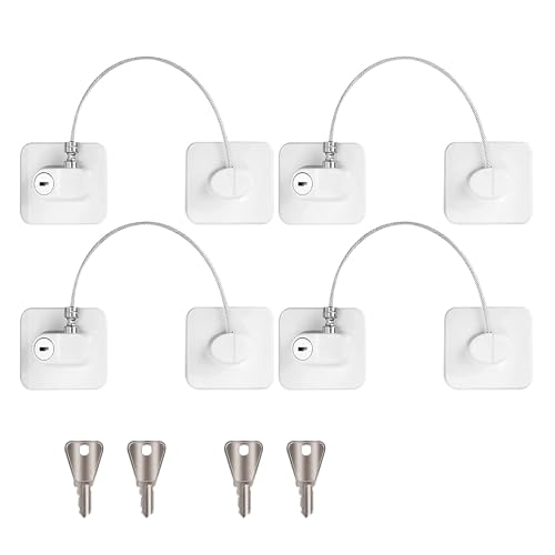 Anhoer Lot de 4 serrures de réfrigérateur pour fenêtre de réfrigérateur avec clés pour congélateur, armoires, tiroirs, fenêtres