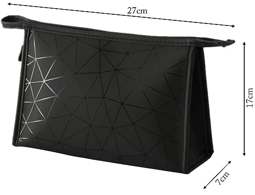 Image of Makeup Bag for Women, Diamond Pattern Makeup Bag with Zipper Large Capacity Travel Toiletry Bag - Pink