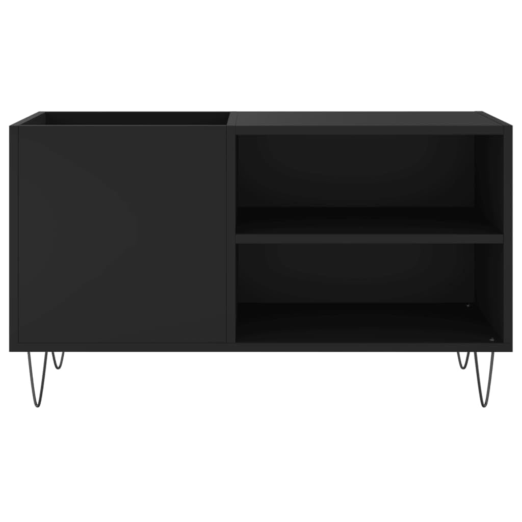 Tomostar Support pour Tourne-Disque, Porte-disques Présentoir Meuble de Rangement pour Disques Vinyles Noir 85x38x48 cm Bois d'ingénierie