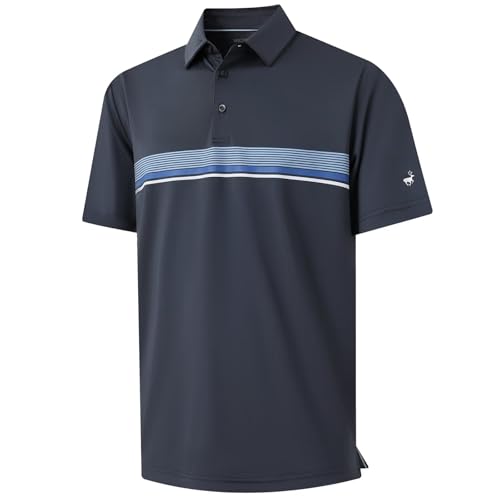 Camisetas Polo para Hombre Rouen, de Manga Corta, Secado Rápido, Ligera y de Rendimiento, Informal y Deportiva con Estampado Rayado, para Golf miniatura 1