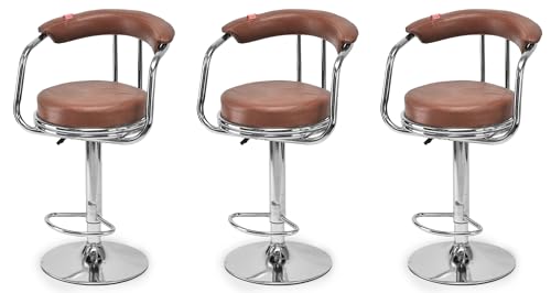 Image of GOYALSON Classic Height Adjustable and Revolving Bar Stool Kitchen Chair (3, Tan)