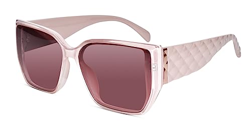 Image of LensKandy Oversized Rectangular UV400 Protected Sunglasses for Women | Stylish Fashion Eyewear | Large Frame Trendy Sun Glasses | Lightweight Comfortable 9131-Pink