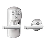 SCHLAGE FE575 PLY 626 ELA Plymouth Keypad Entry with Auto-Lock and Elan Levers, Brushed Chrome
