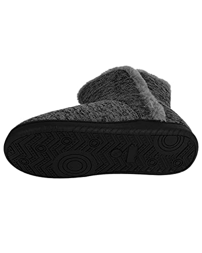 Slipper Boots for Men Women, Mid Calf Knit Soft Plush Fleece Lined Booties for Indoor Outdoor Use3