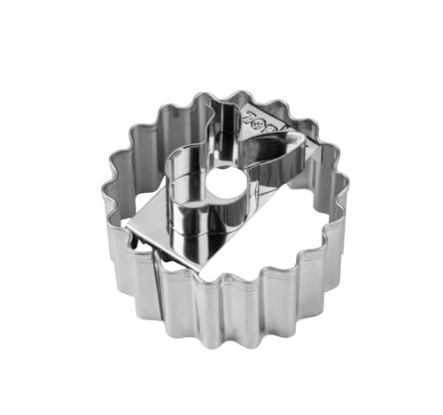 Zenker Cortador de galletas Linzer con forma de cabeza de conejo, de acero inoxidable de alta calidad para galletas perfectas, diseño 2 en 1 con anillo de almendras y diseño de conejo, apto para
