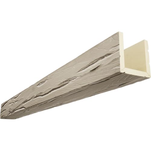 Timberthane Riverwood Faux Wood Beam, 3-Sided (U-Beam), 4"W x 6"H x 120"L, Sand Dune Finish