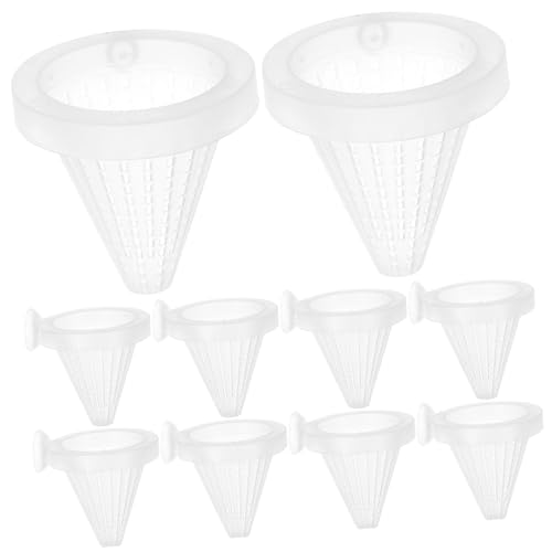 YARNOW 10個赤虫用コーン型フィーダーカップ 吸盤付き水槽用プラスチック製フィッシュフィーダー 生き餌の拡散防止と給餌トラブル解消